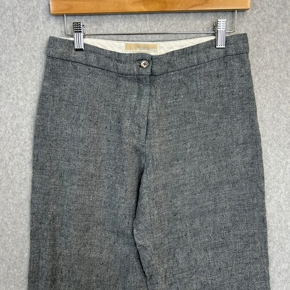 Michael Kors Size 6 Trousers Gray 100% Linen Wide Leg Pants Office Professional